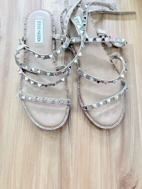 Steve Madden Beige Strappy Studded Sandals